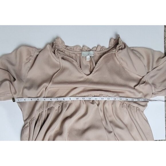 Pinch Womens Blush Pink Ruffled Long Sleeve Peasant Dress Top Size M - Picture 6 of 10